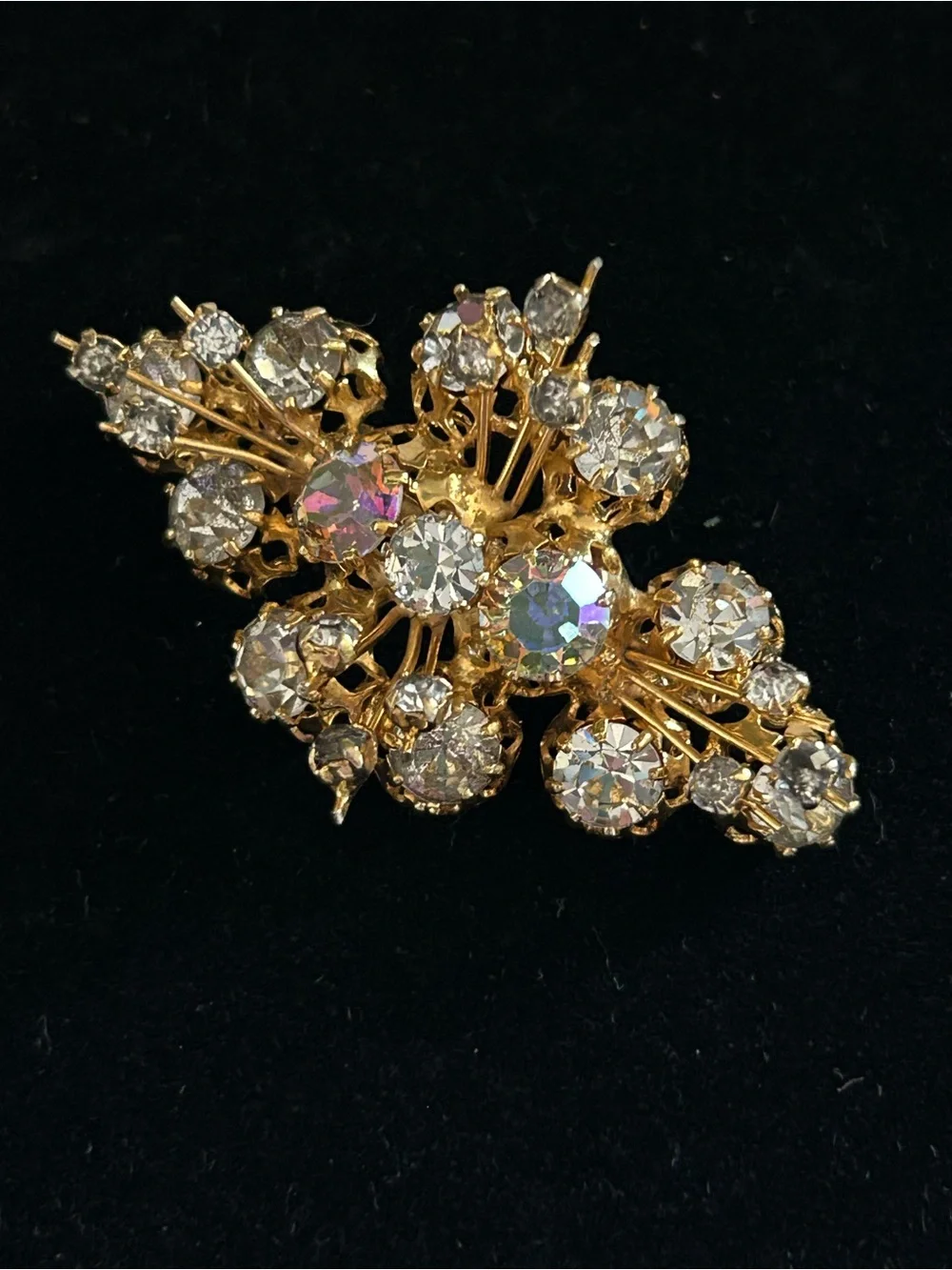 Vintage Austrian AB Crystal Spray/Sputnik Brooch Signed Made in Austria